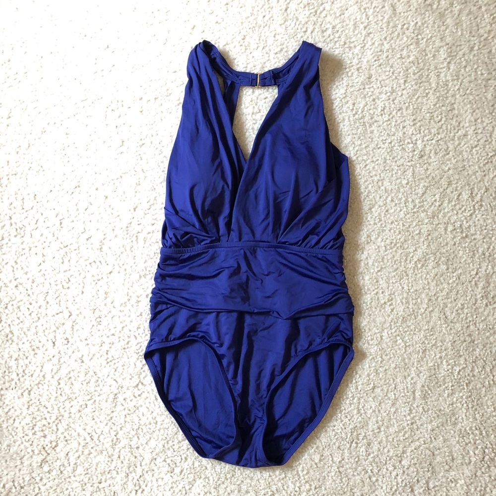 Badgley Mischka Cobalt One-Piece Swimsuit